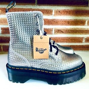 Dr Martens Jadon Silver Studded Platform Boots